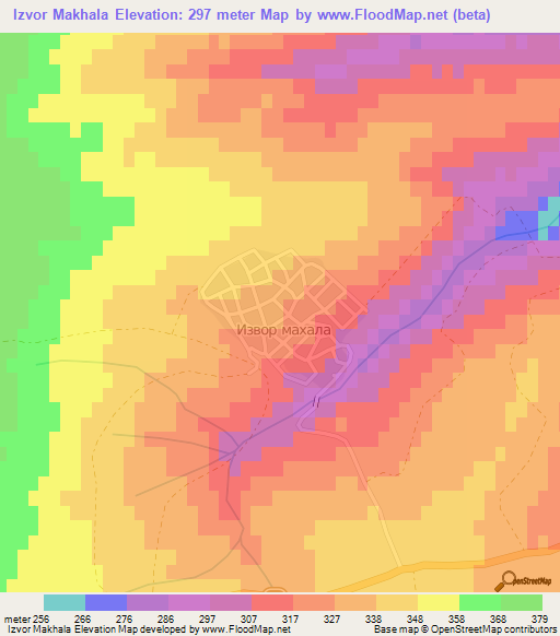 Izvor Makhala,Bulgaria Elevation Map