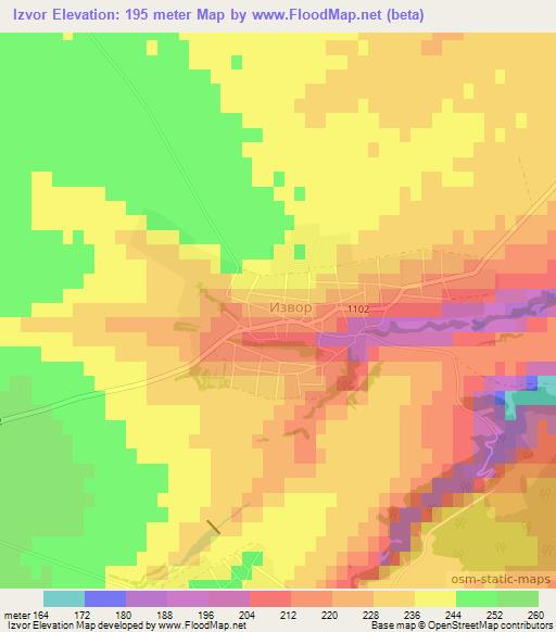 Izvor,Bulgaria Elevation Map