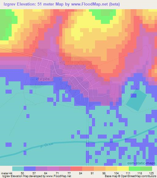 Izgrev,Bulgaria Elevation Map