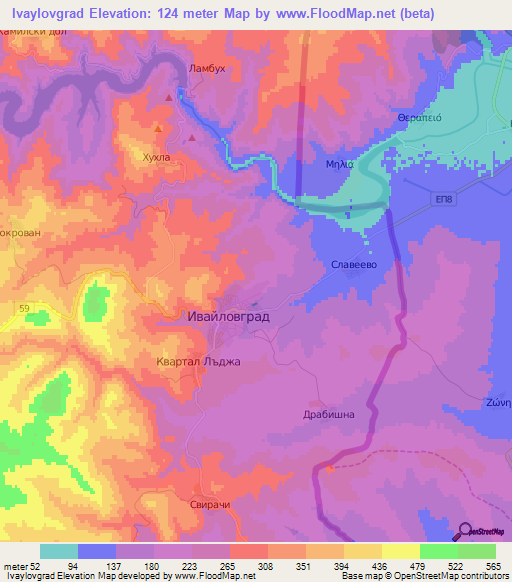 Ivaylovgrad,Bulgaria Elevation Map