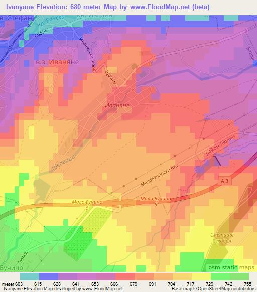 Ivanyane,Bulgaria Elevation Map