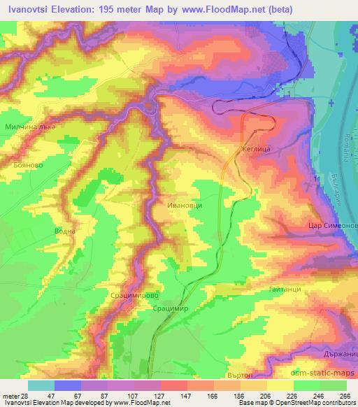 Ivanovtsi,Bulgaria Elevation Map