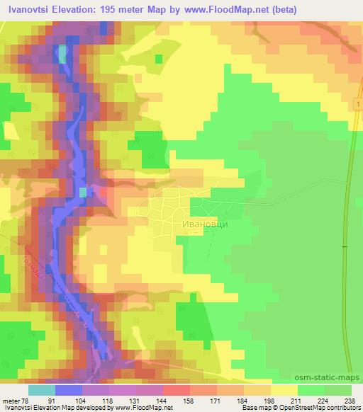 Ivanovtsi,Bulgaria Elevation Map