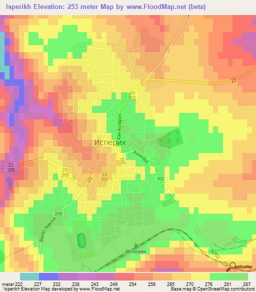 Isperikh,Bulgaria Elevation Map