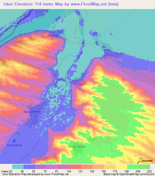 Iskur,Bulgaria Elevation Map