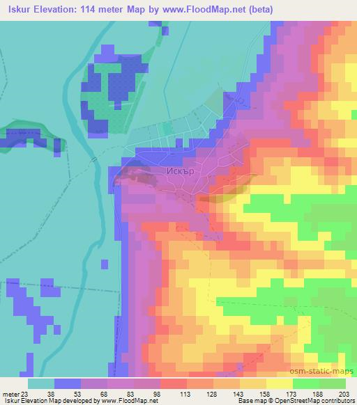 Iskur,Bulgaria Elevation Map