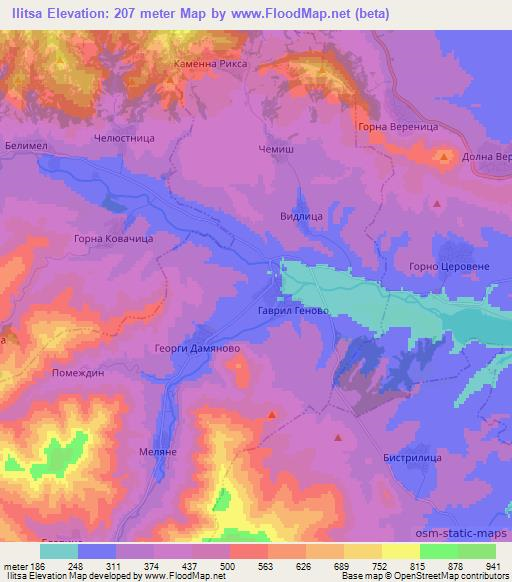 Ilitsa,Bulgaria Elevation Map