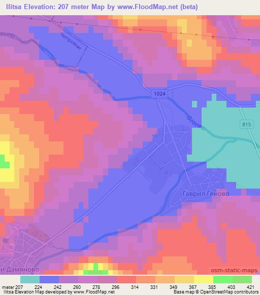 Ilitsa,Bulgaria Elevation Map