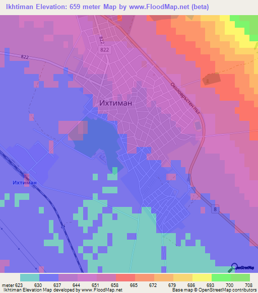 Ikhtiman,Bulgaria Elevation Map
