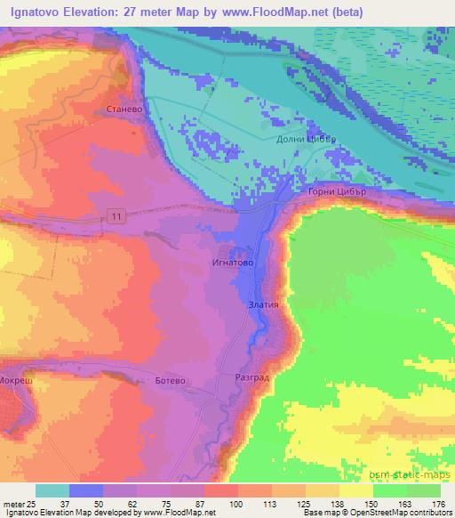 Ignatovo,Bulgaria Elevation Map