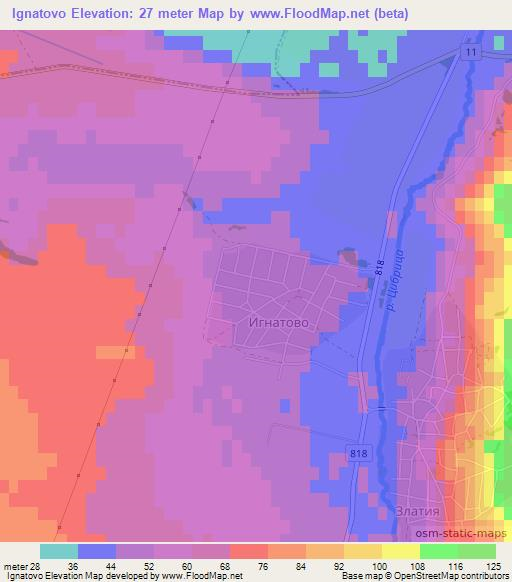 Ignatovo,Bulgaria Elevation Map