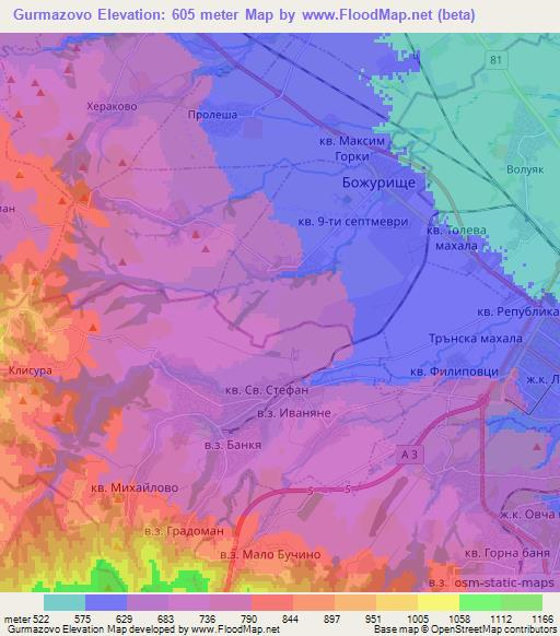 Gurmazovo,Bulgaria Elevation Map