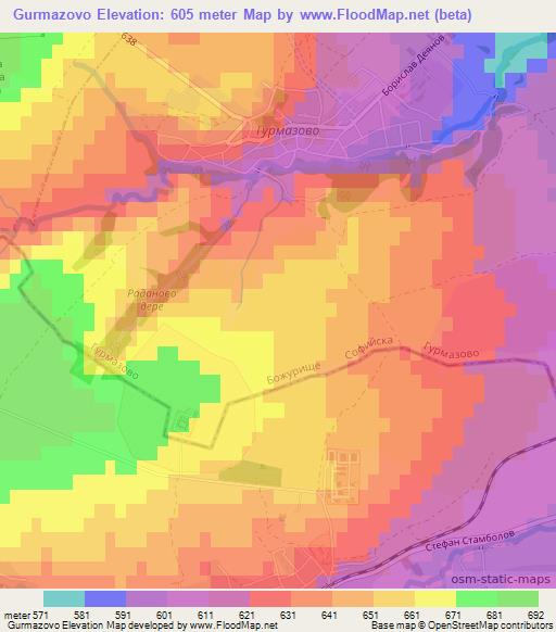 Gurmazovo,Bulgaria Elevation Map