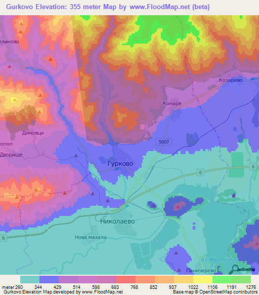 Gurkovo,Bulgaria Elevation Map