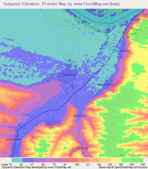 Gulyantsi,Bulgaria Elevation Map