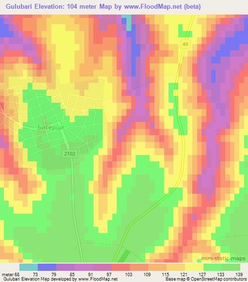 Gulubari,Bulgaria Elevation Map