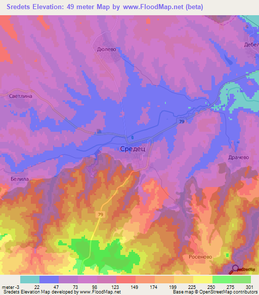 Sredets,Bulgaria Elevation Map