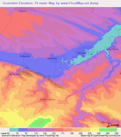 Gromshin,Bulgaria Elevation Map