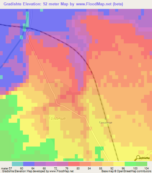 Gradishte,Bulgaria Elevation Map