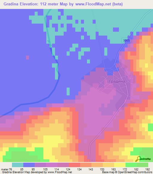Gradina,Bulgaria Elevation Map