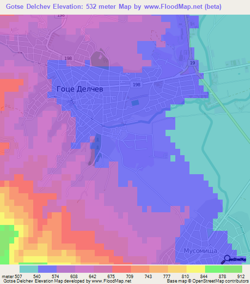 Gotse Delchev,Bulgaria Elevation Map