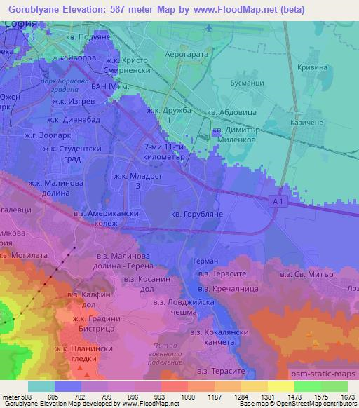 Gorublyane,Bulgaria Elevation Map