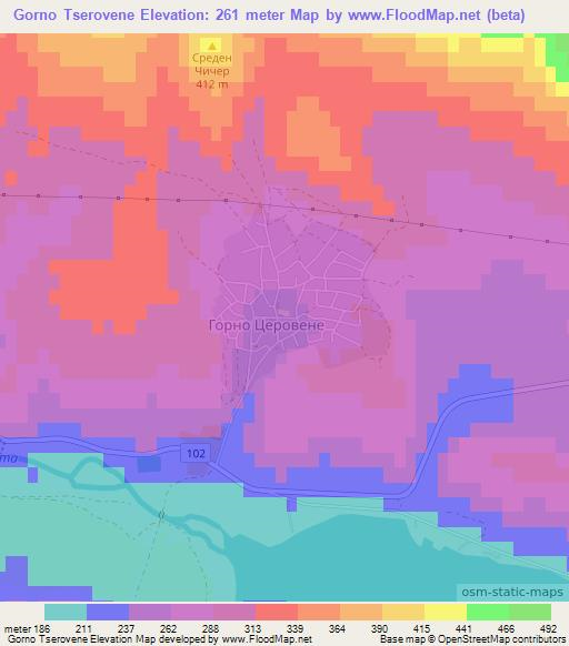 Gorno Tserovene,Bulgaria Elevation Map
