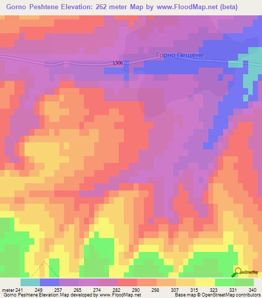 Gorno Peshtene,Bulgaria Elevation Map