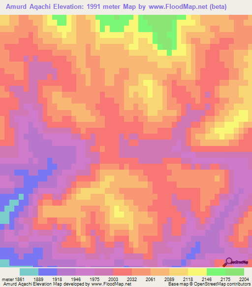Amurd Aqachi,Iran Elevation Map