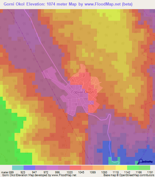 Gorni Okol,Bulgaria Elevation Map