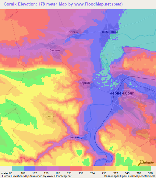 Gornik,Bulgaria Elevation Map