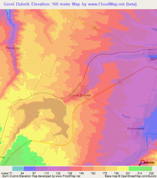 Gorni Dubnik,Bulgaria Elevation Map