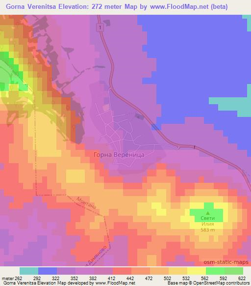 Gorna Verenitsa,Bulgaria Elevation Map