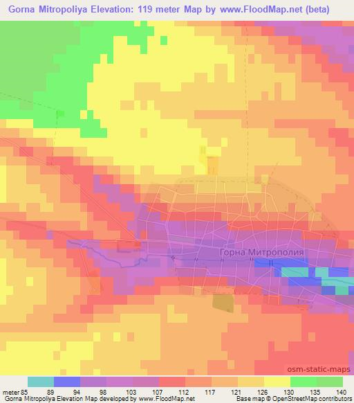 Gorna Mitropoliya,Bulgaria Elevation Map