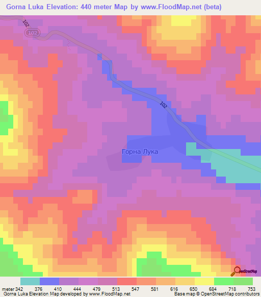 Gorna Luka,Bulgaria Elevation Map