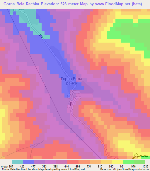Gorna Bela Rechka,Bulgaria Elevation Map