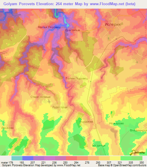 Golyam Porovets,Bulgaria Elevation Map