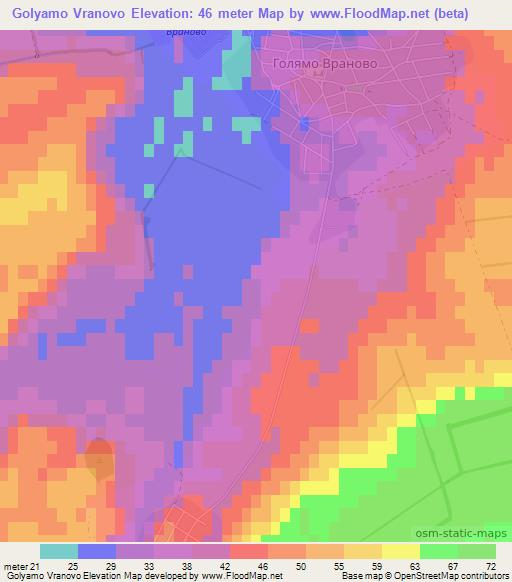 Golyamo Vranovo,Bulgaria Elevation Map