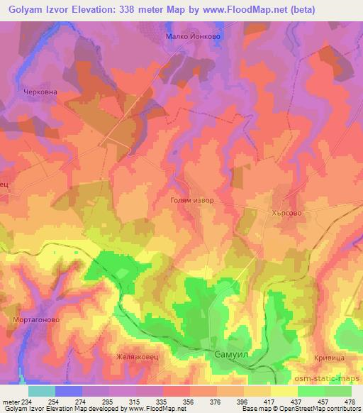 Golyam Izvor,Bulgaria Elevation Map