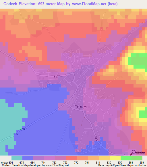 Godech,Bulgaria Elevation Map