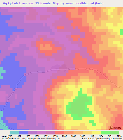 Aq Qal`eh,Iran Elevation Map