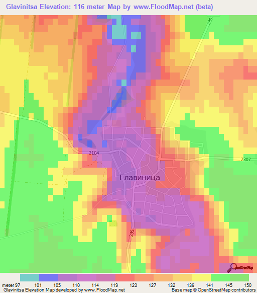 Glavinitsa,Bulgaria Elevation Map