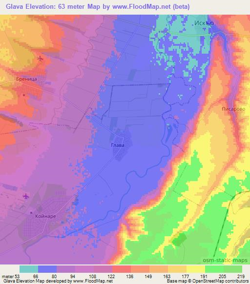Glava,Bulgaria Elevation Map