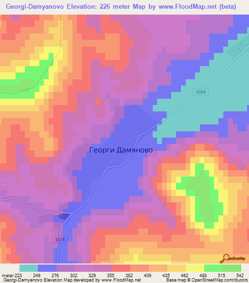 Georgi-Damyanovo,Bulgaria Elevation Map