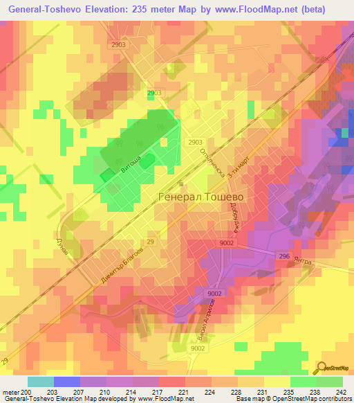General-Toshevo,Bulgaria Elevation Map