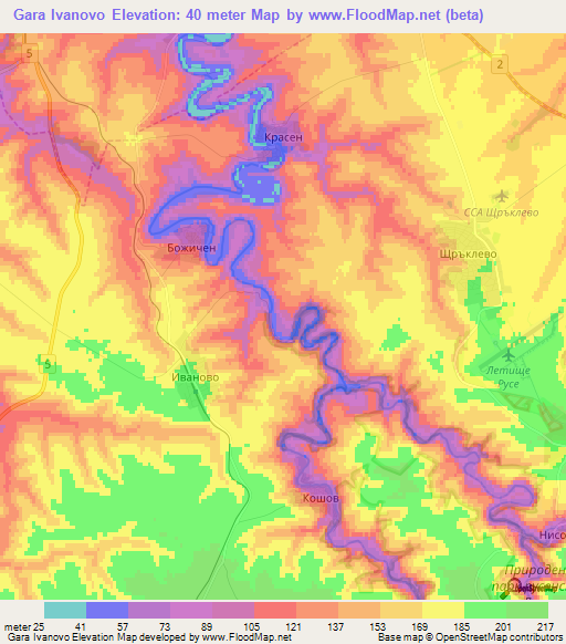 Gara Ivanovo,Bulgaria Elevation Map