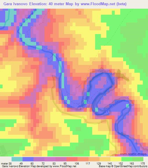 Gara Ivanovo,Bulgaria Elevation Map