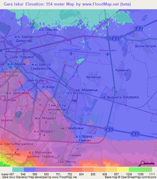 Gara Iskur,Bulgaria Elevation Map