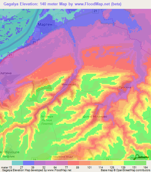 Gagalya,Bulgaria Elevation Map