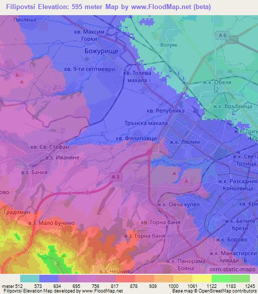 Filipovtsi,Bulgaria Elevation Map